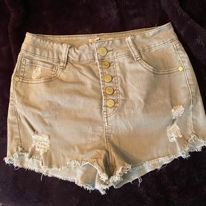 High waisted, button fly shorts.